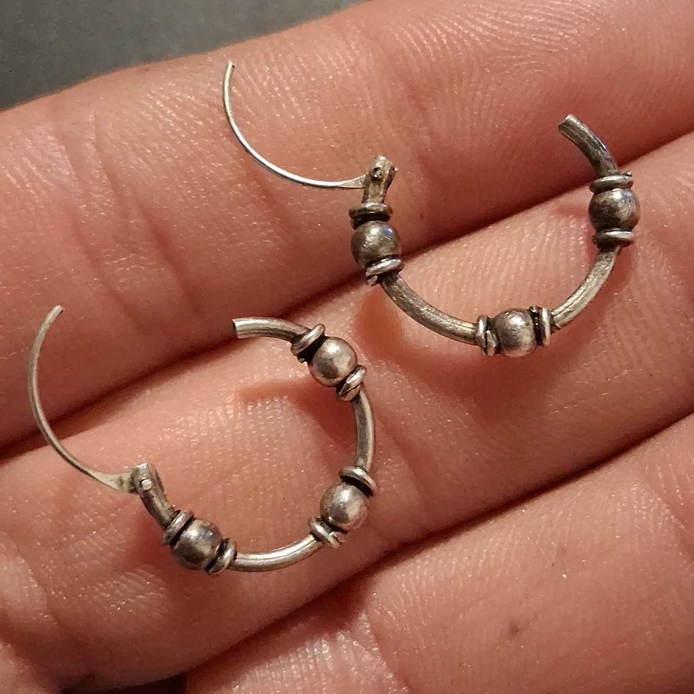 Sterling Silver Ball Bearing Earrings & Bracelet Jewelry Set. - Picture 3 of 8